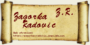 Zagorka Radović vizit kartica